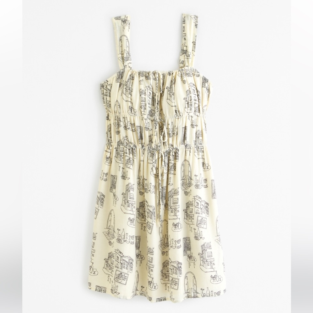 Abercrombie & Fitch Cream Sleeveless Printed Dress – Size M (NWT)